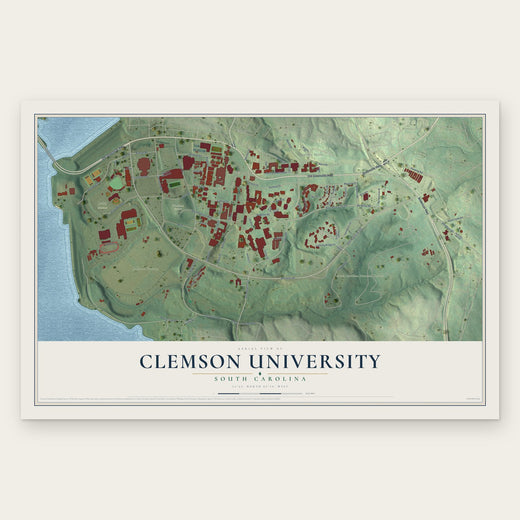 Clemson University, South Carolina map print, the full design