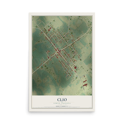 Map of Clio, South Carolina, 12 x 18 inch unframed archival matte print