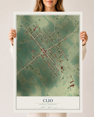Map of Clio, South Carolina, 24 x 36 inch unframed archival matte print