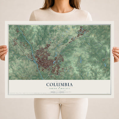 Map of Columbia, South Carolina, 18 x 24 inch unframed archival matte print