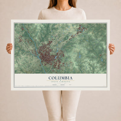 Map of Columbia, South Carolina, 24 x 36 inch unframed archival matte print