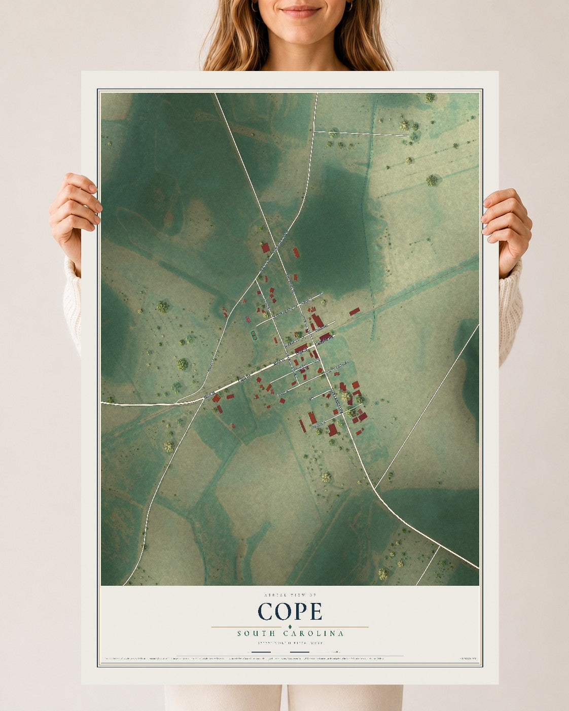 Map of Cope, South Carolina, 24 x 36 inch unframed archival matte print