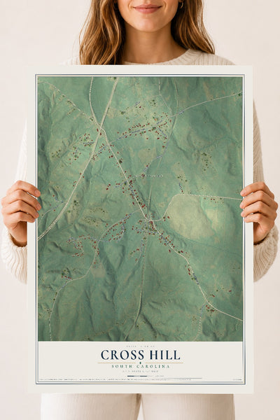 Map of Cross Hill, South Carolina, 18 x 24 inch unframed archival matte print