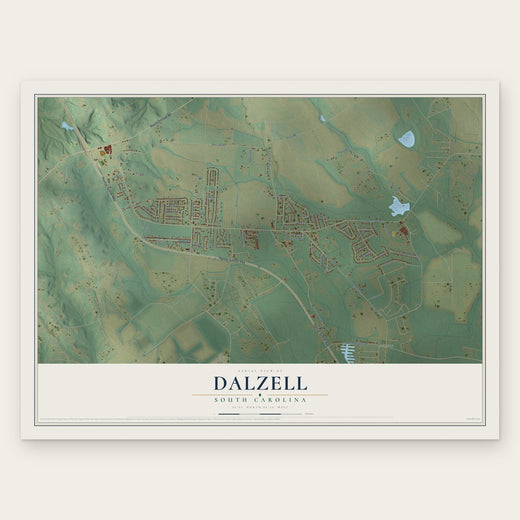 Dalzell, South Carolina map print, the full design
