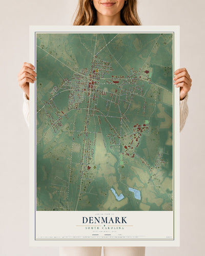 Map of Denmark, South Carolina, 24 x 36 inch unframed archival matte print