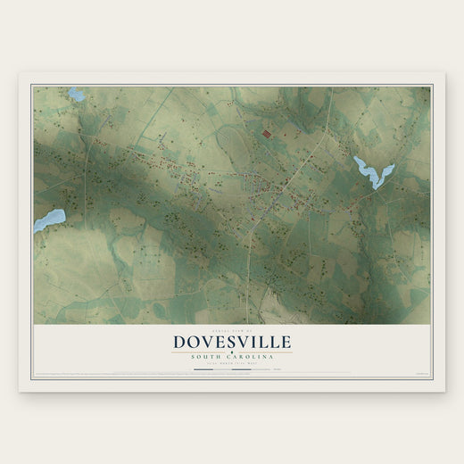 Dovesville, South Carolina map print, the full design