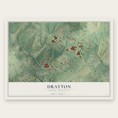 Drayton, South Carolina map print, the full design