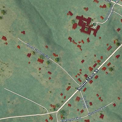 Second close-up of the map of Due West, South Carolina print showing more streets and buildings