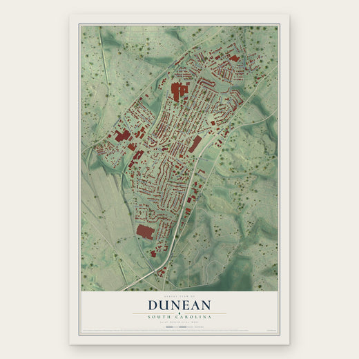 Dunean, South Carolina map print, the full design