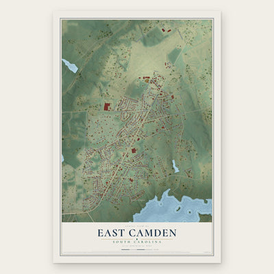 East Camden, South Carolina map print, the full design