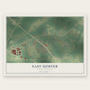 East Sumter, South Carolina map print, the full design