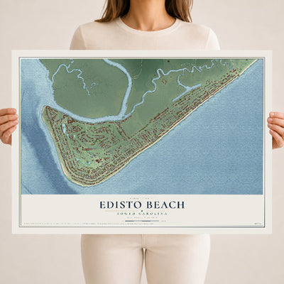 Map of Edisto Beach, South Carolina, 18 x 24 inch unframed archival matte print