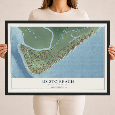 Map of Edisto Beach, South Carolina, 18 x 24 inch print in a black wood frame