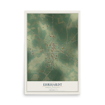 Map of Ehrhardt, South Carolina, 12 x 18 inch unframed archival matte print