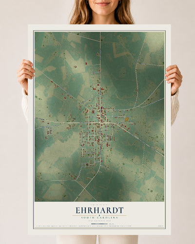 Map of Ehrhardt, South Carolina, 24 x 36 inch unframed archival matte print