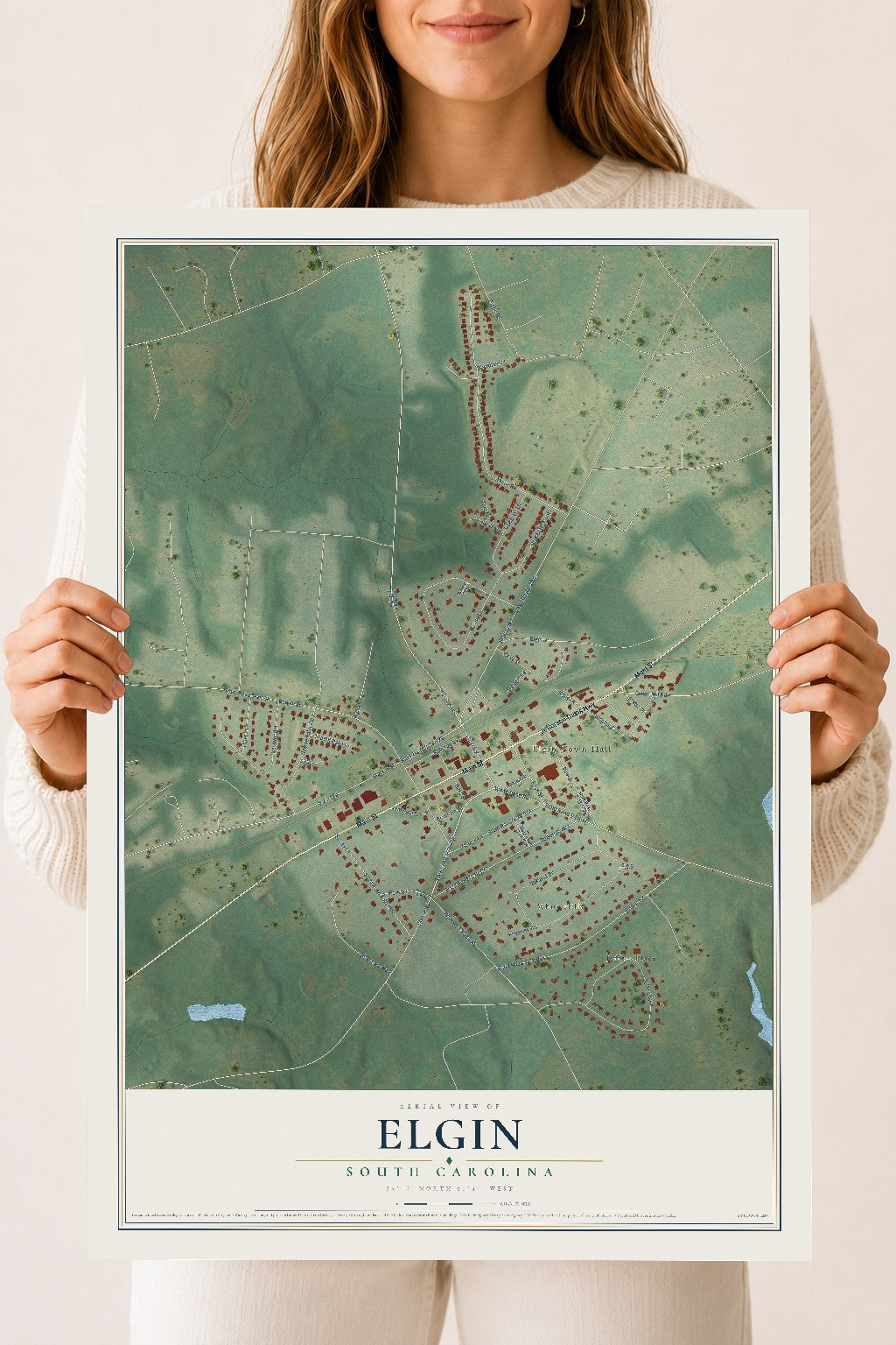 Map of Elgin, South Carolina, 18 x 24 inch unframed archival matte print