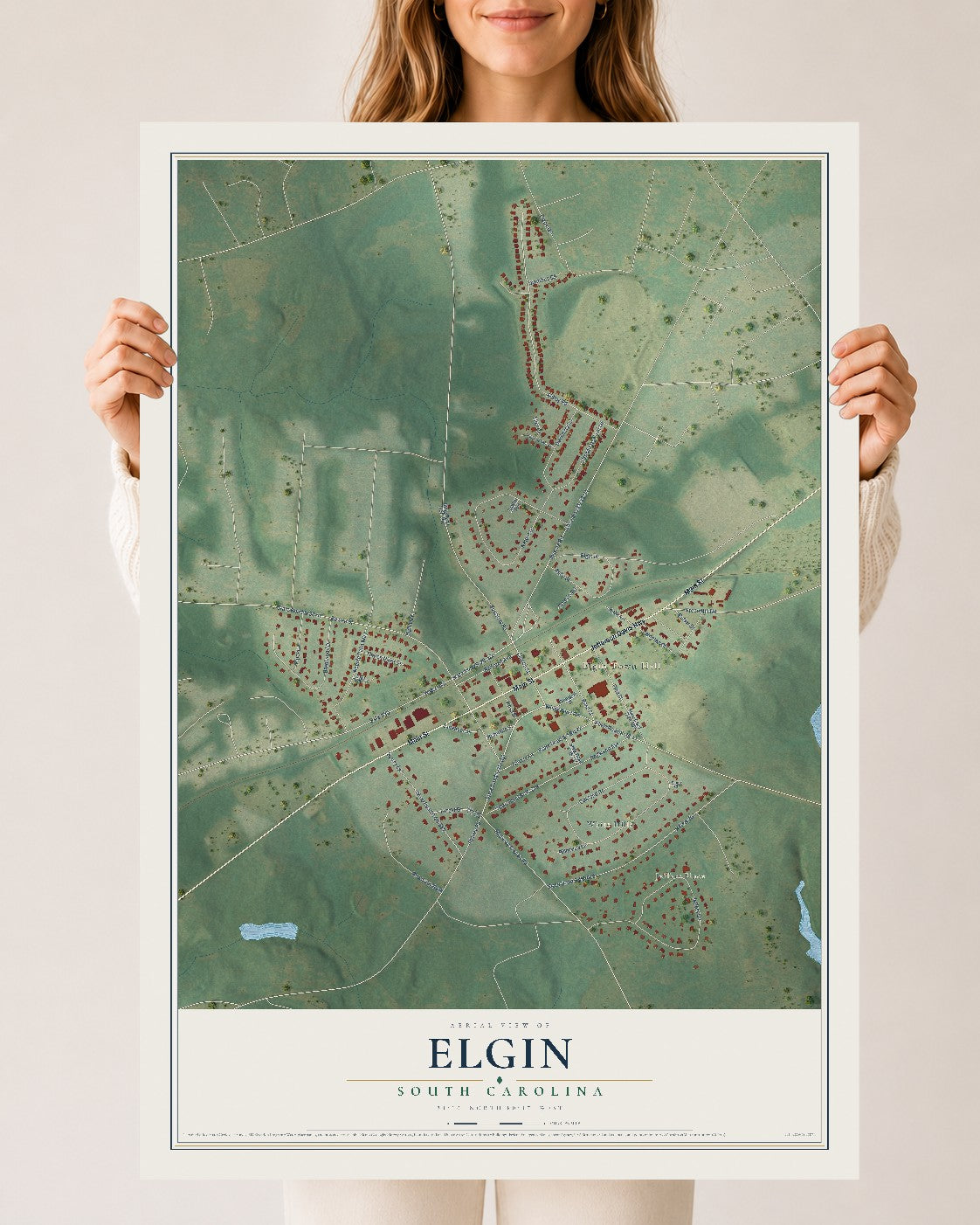 Map of Elgin, South Carolina, 24 x 36 inch unframed archival matte print