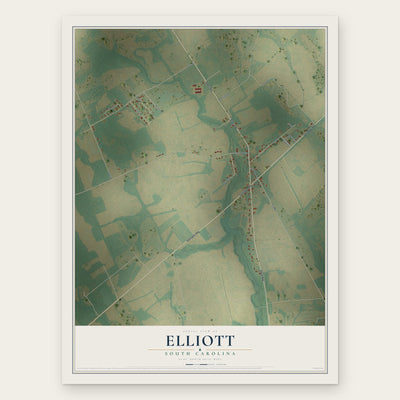 Elliott, South Carolina map print, the full design