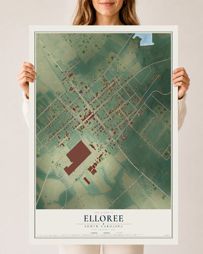 Map of Elloree, South Carolina, 24 x 36 inch unframed archival matte print