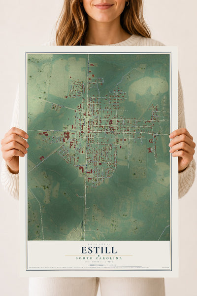 Map of Estill, South Carolina, 18 x 24 inch unframed archival matte print