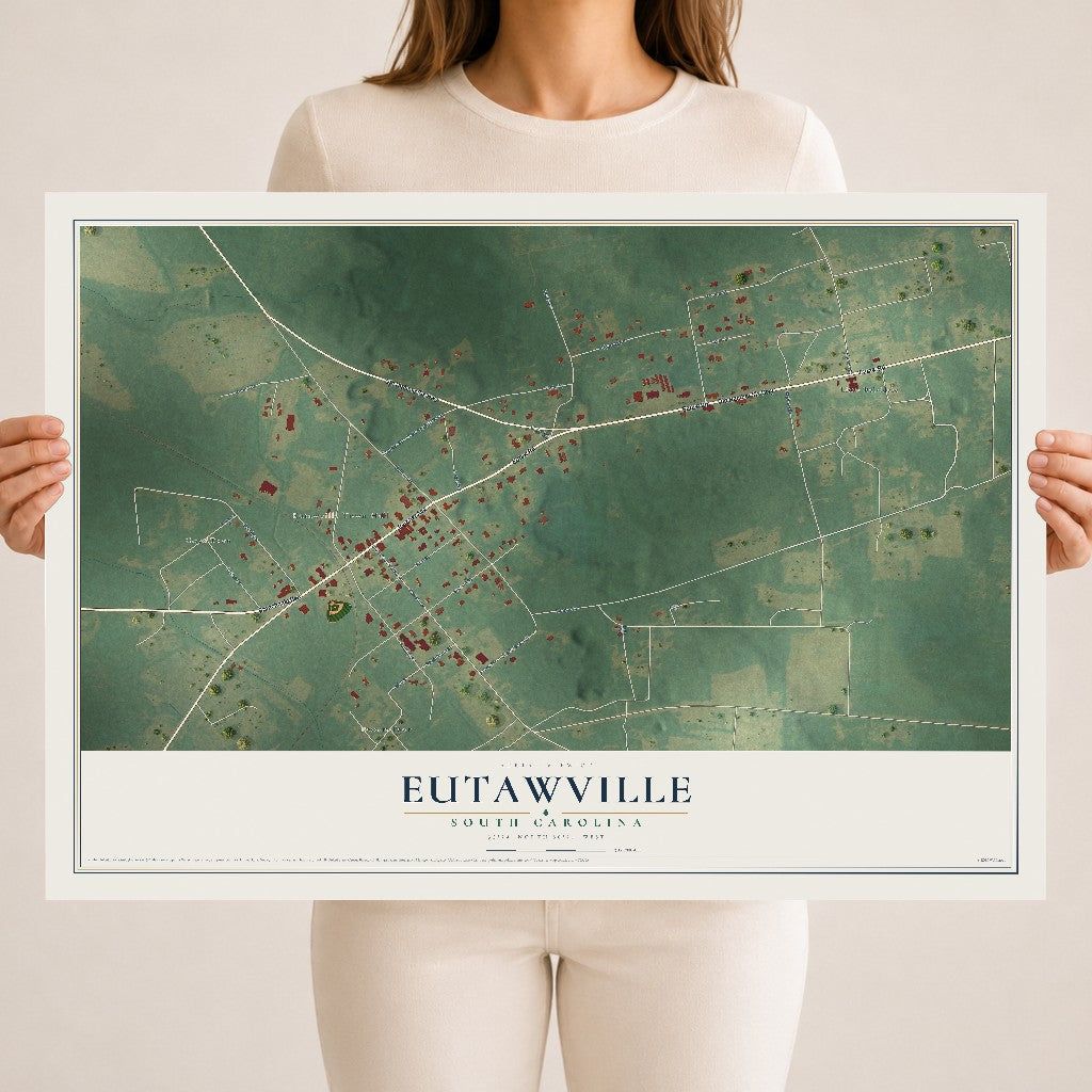 Map of Eutawville, South Carolina, 18 x 24 inch unframed archival matte print