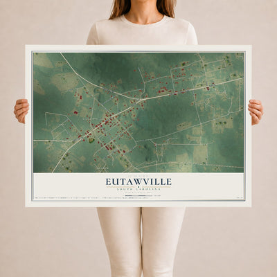 Map of Eutawville, South Carolina, 24 x 36 inch unframed archival matte print