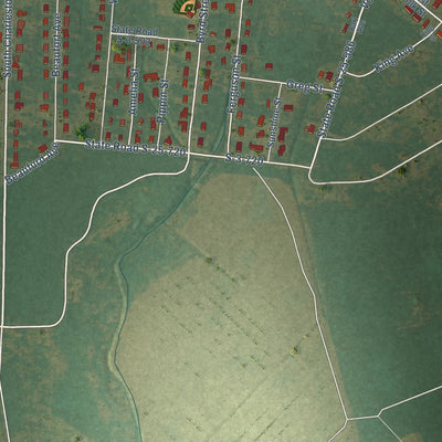 Second close-up of the map of Fairfax, South Carolina print showing more streets and buildings