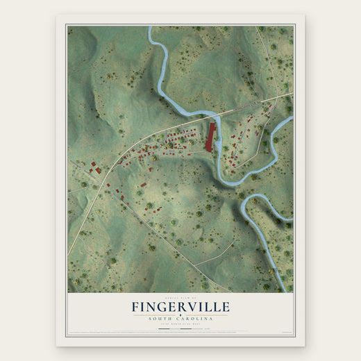 Fingerville, South Carolina map print, the full design