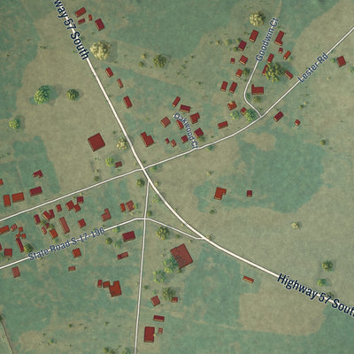 Close-up of the map of Floydale, South Carolina print showing street and building detail