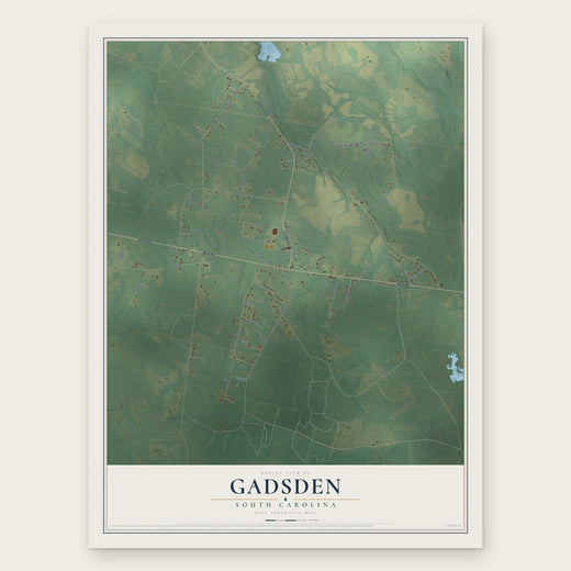 Gadsden, South Carolina map print, the full design