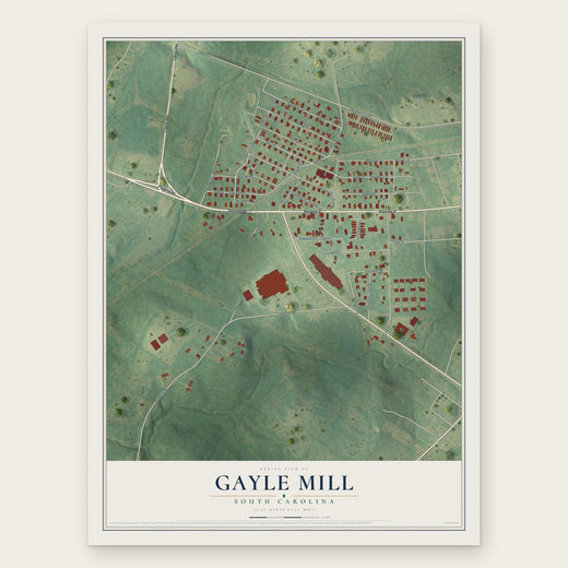 Gayle Mill, South Carolina map print, the full design