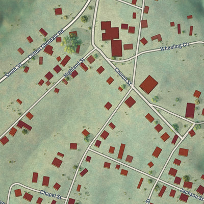 Close-up of the map of Glendale, South Carolina print showing street and building detail