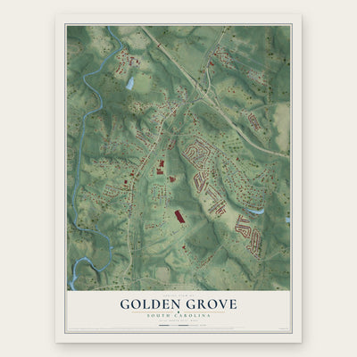 Golden Grove, South Carolina map print, the full design