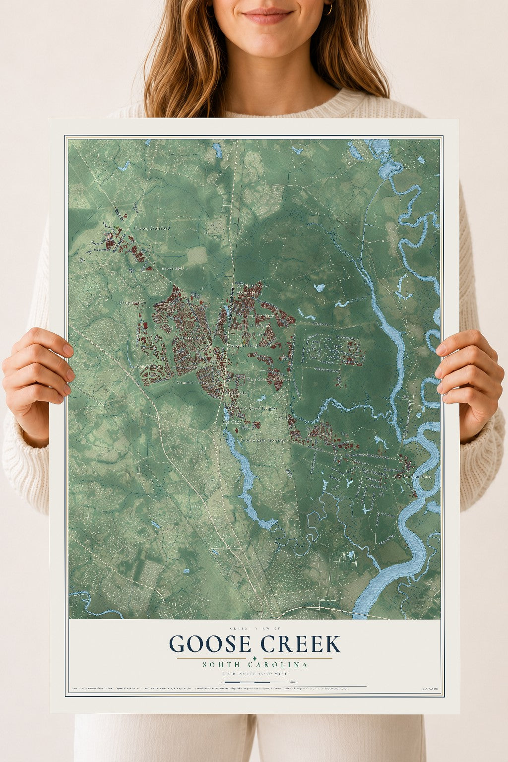 Map of Goose Creek, South Carolina, 18 x 24 inch unframed archival matte print