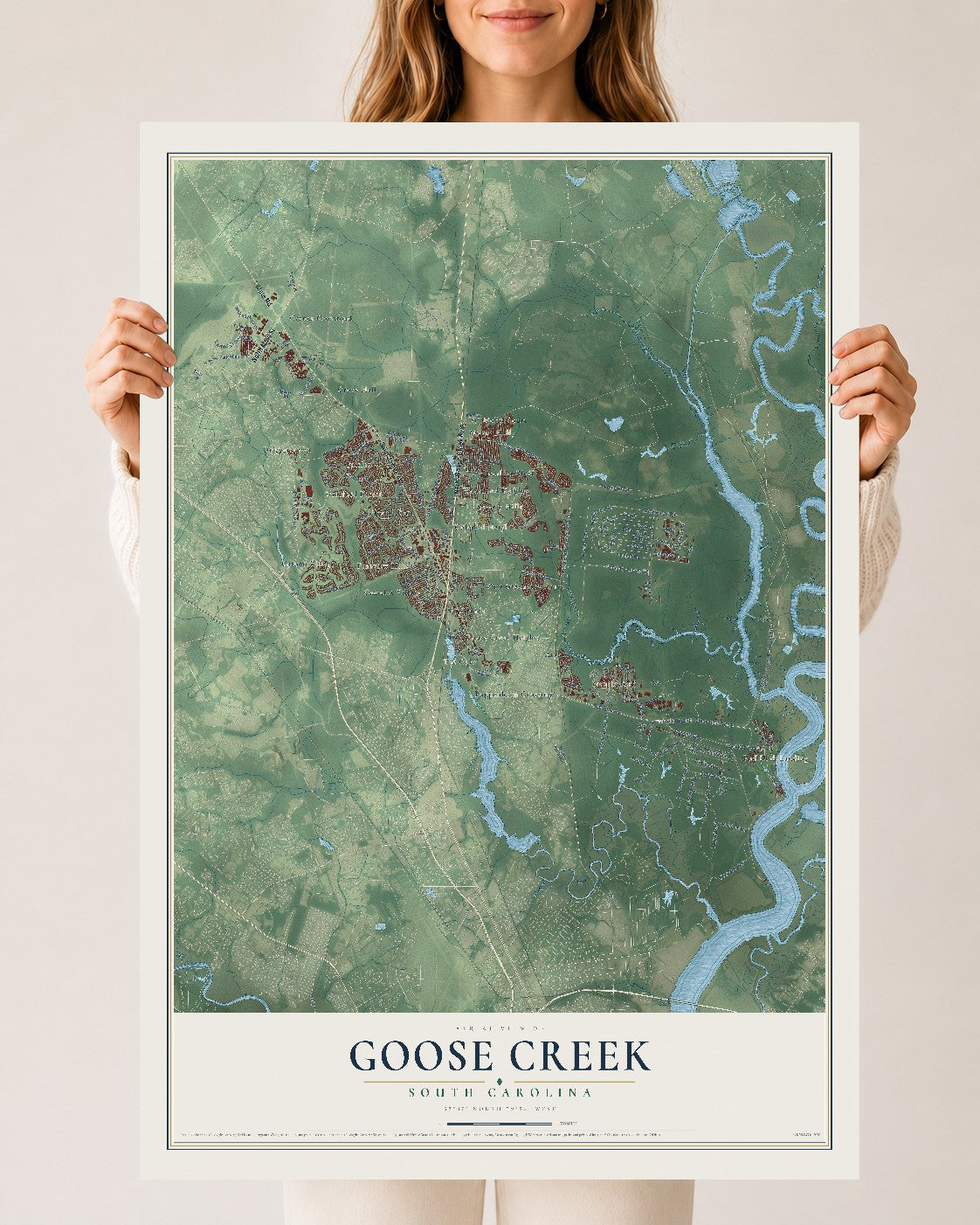 Map of Goose Creek, South Carolina, 24 x 36 inch unframed archival matte print