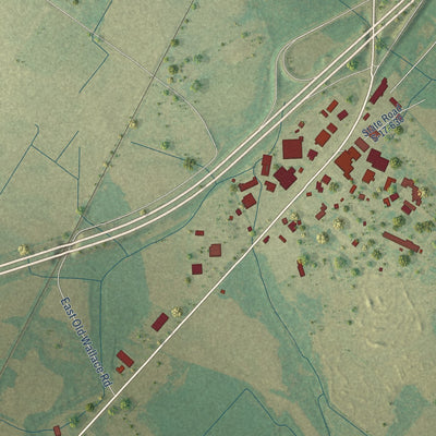 Close-up of the map of Hamer, South Carolina print showing street and building detail