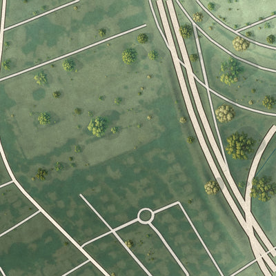 Close-up of the map of Hampton Park Terrace, South Carolina print showing street and building detail