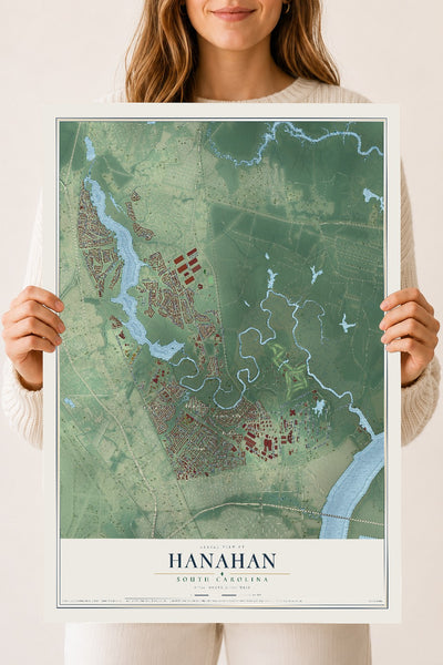 Map of Hanahan, South Carolina, 18 x 24 inch unframed archival matte print