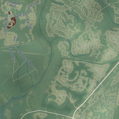 Second close-up of the map of Hardeeville, South Carolina print showing more streets and buildings