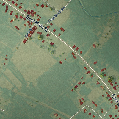 Second close-up of the map of Harleyville, South Carolina print showing more streets and buildings