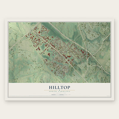 Hilltop, South Carolina map print, the full design