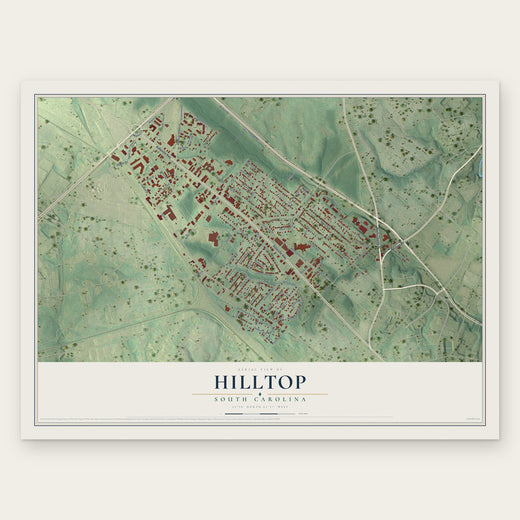 Hilltop, South Carolina map print, the full design