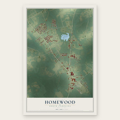 Homewood, South Carolina map print, the full design