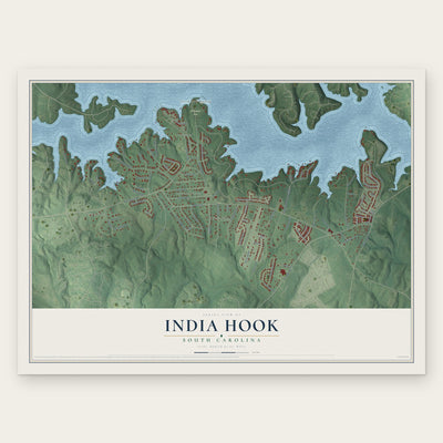 India Hook, South Carolina map print, the full design
