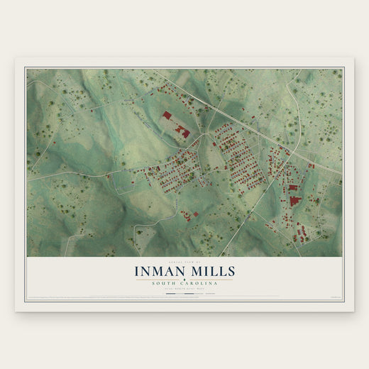 Inman Mills, South Carolina map print, the full design