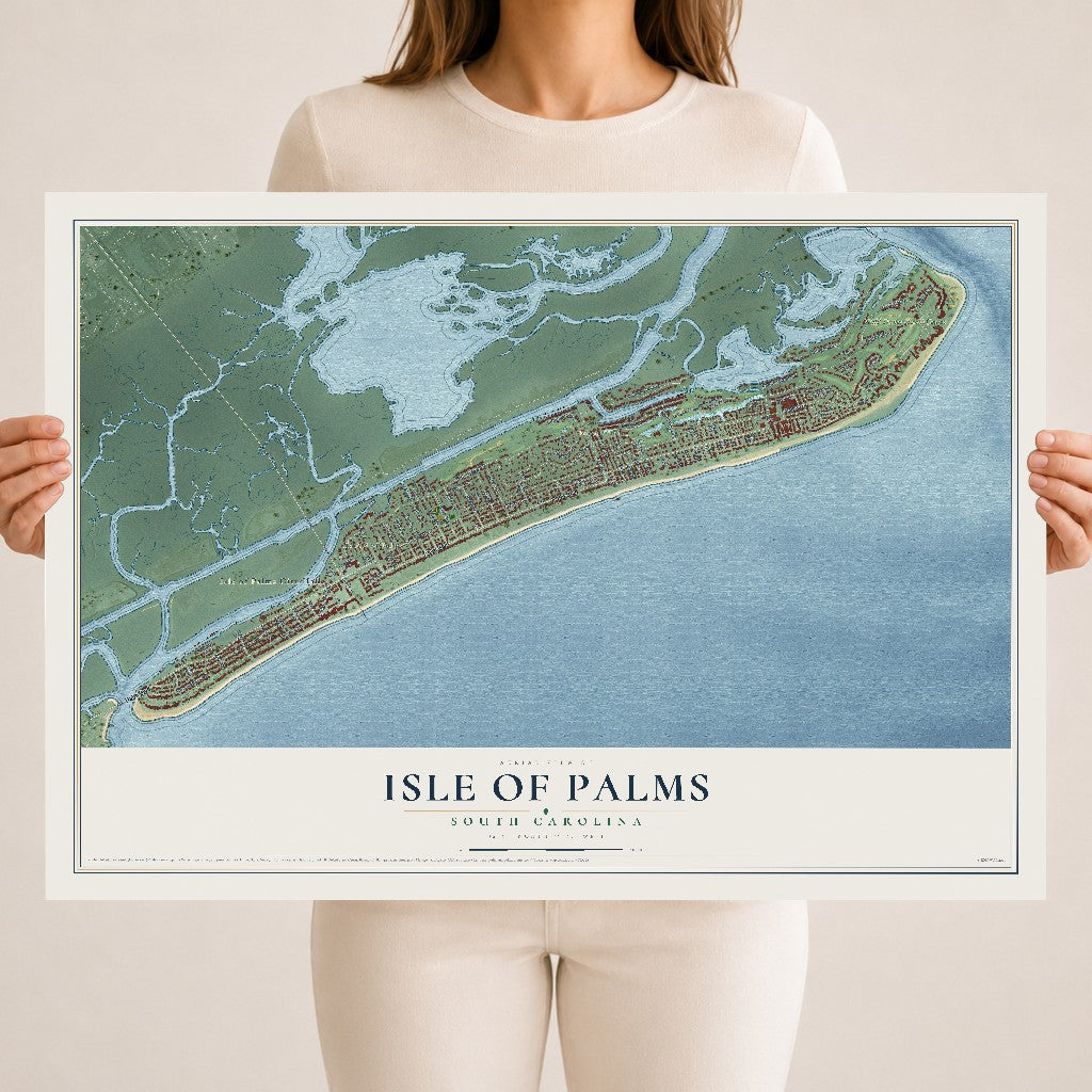 Map of Isle of Palms, South Carolina, 18 x 24 inch unframed archival matte print