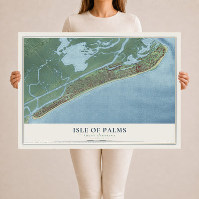 Map of Isle of Palms, South Carolina, 24 x 36 inch unframed archival matte print