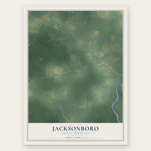 Jacksonboro, South Carolina map print, the full design