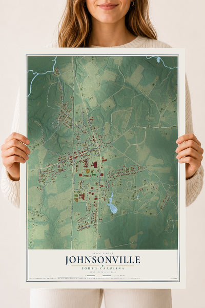 Map of Johnsonville, South Carolina, 18 x 24 inch unframed archival matte print