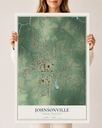Map of Johnsonville, South Carolina, 24 x 36 inch unframed archival matte print